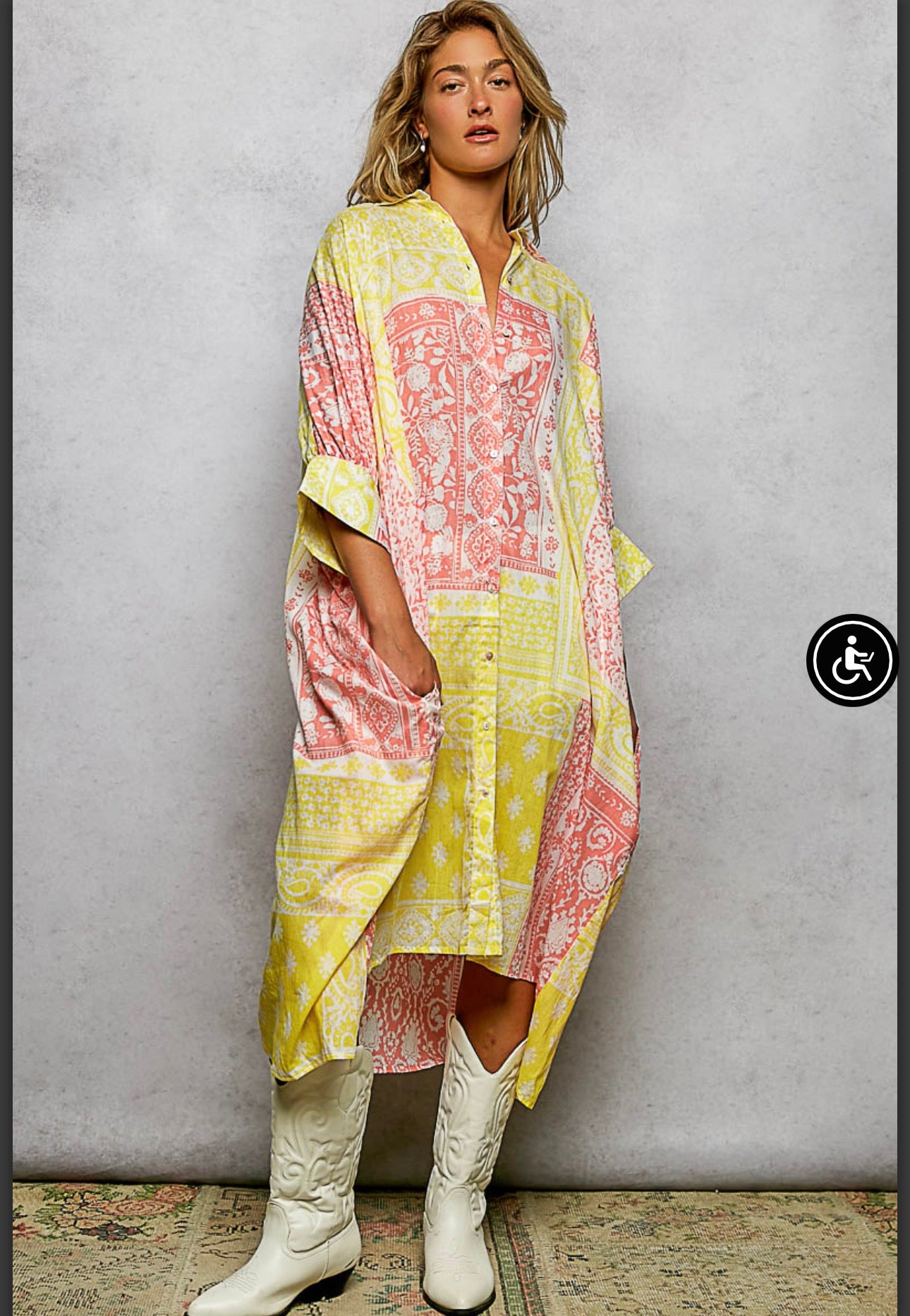 🍋 POL Lemon Blouse Dress