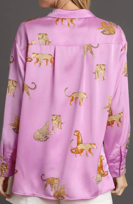 UMGEE Pink Cheetah Silk Blouse