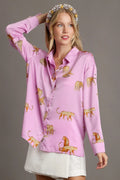 UMGEE Pink Cheetah Silk Blouse