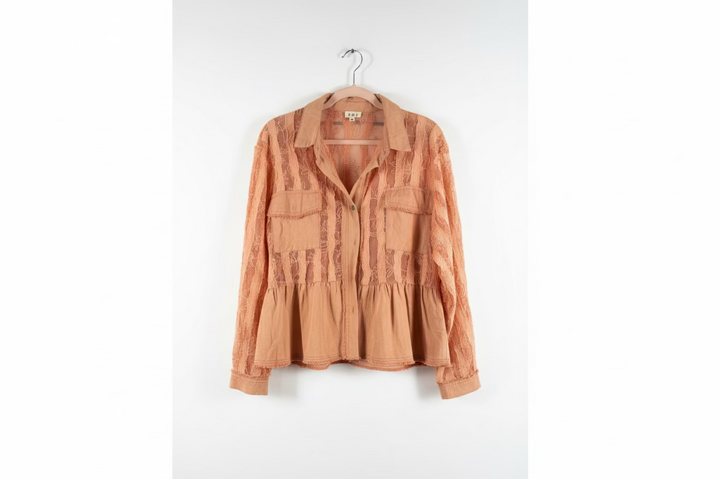 POL New-To-You Apricot Lace Blouse