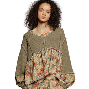 POL Floral Peasant Top