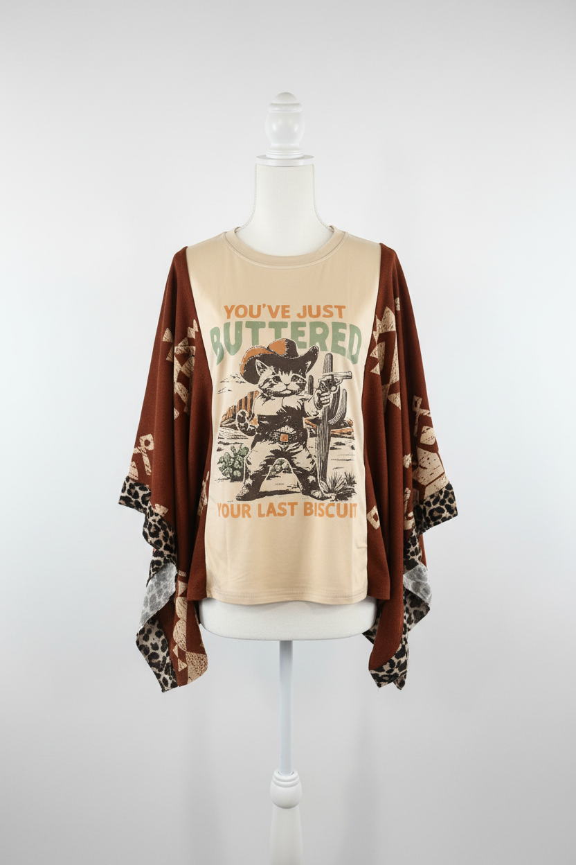 Cowboy cat graphic tee on mannequin