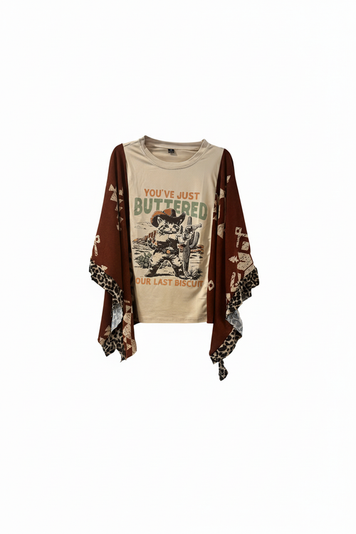 Professional front view of cowboy cat graphic tee